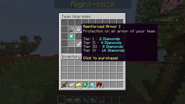 The team upgrades menu
